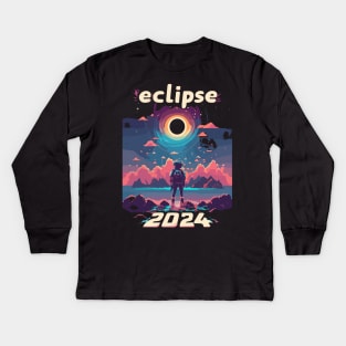 solar eclipse 2024 Kids Long Sleeve T-Shirt